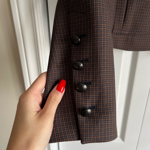 Zara Brown Plaid Cropped Blazer - Picture 4 of 15